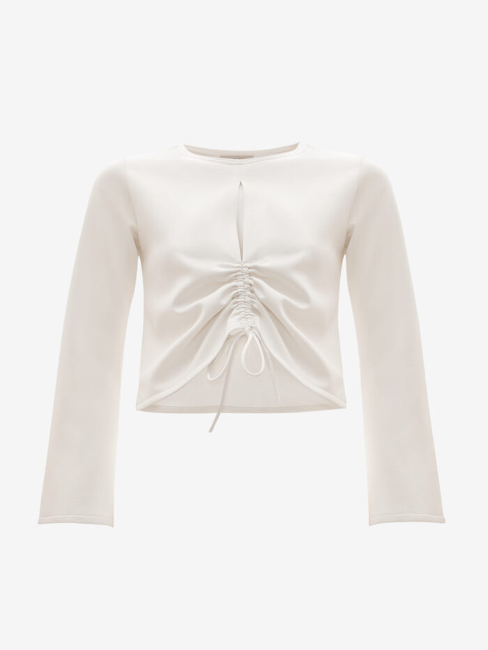 Önden Büzgülü Crop Sweatshirt