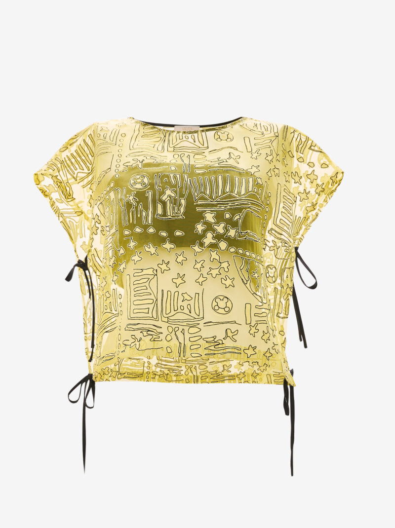 Transparan İçi Crop Detaylı Bluz